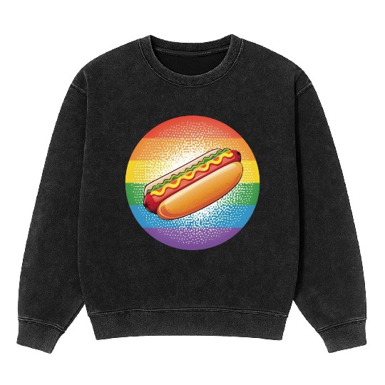 LGBTQ Hot Dog Mineral Wash Sweatshirts