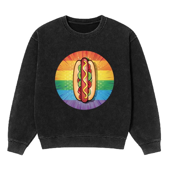 LGBTQ Hot Dog Mineral Wash Sweatshirts