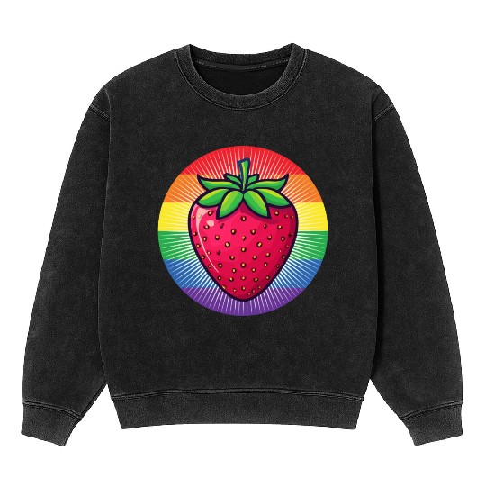LGBTQ Strawberry Mineral Wash Sweatshirts