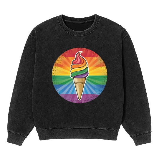 LGBTQ Ice Cream Mineral Wash Sweatshirts