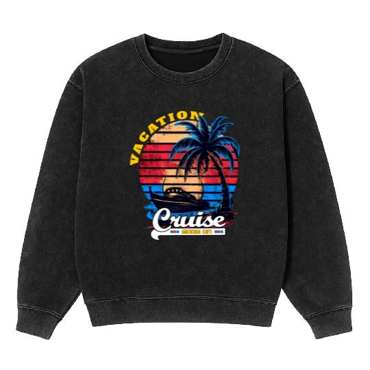 Summer Vacation Cruise Mode On Vintage Retro Mineral Wash Sweatshirts
