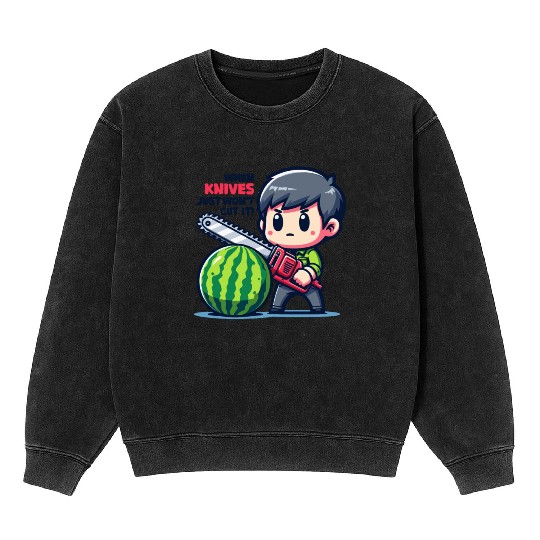 Cutting Watermelon - Melon Chainsaw Mineral Wash Sweatshirts