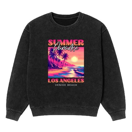 Summer Paradise Los Angeles Venice Beach Mineral Wash Sweatshirts