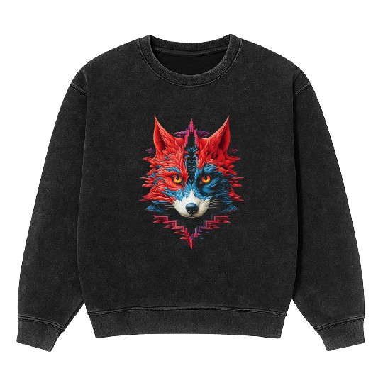 Fox Animal Zoo Illustration Mineral Wash Sweatshirts