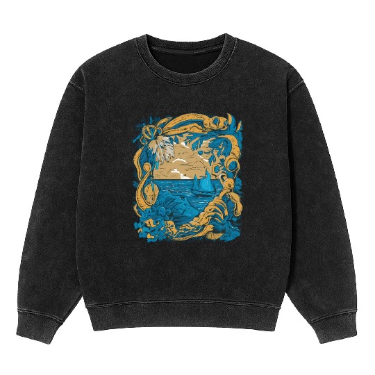 Sun Kissed Shores A Mediterranean Odyssey Mineral Wash Sweatshirts