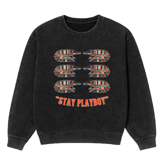 Stylish Playboy with Crocodile Mineral Wash Sweatshirts