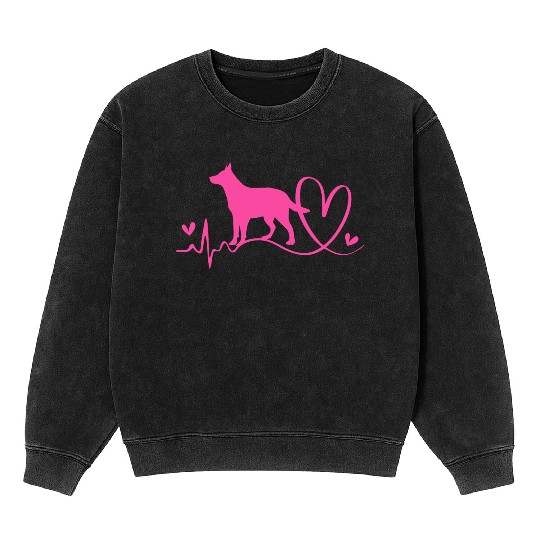 Cute Heartbeat Australian Cattle Dog For Women Mineral Wash Sweatshirts