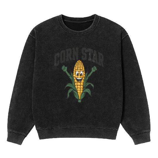 Funny Farm Food Mineral Wash Sweatshirts Corny Cob Farmer Corn Star