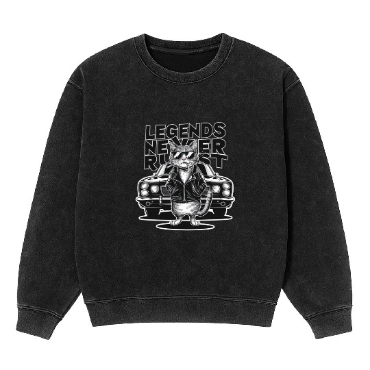GANGSTA CAT oversized Mineral Wash Sweatshirts