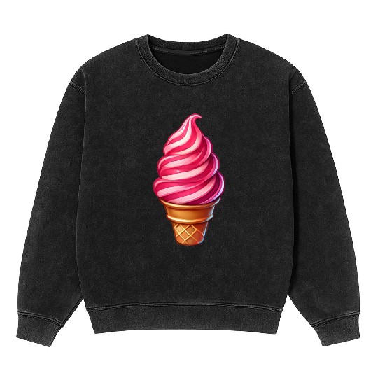 Candy cane ice cream motif in a sweet ice cream Mineral Wash Sweatshirts