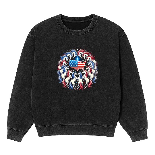 Star-Spangled Unicorn with American Pride and Mineral Wash Sweatshirts