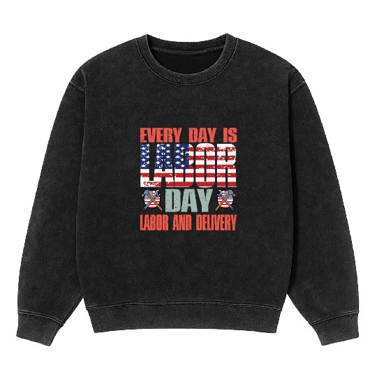 Happy Labor Day Mineral Wash Sweatshirts For Labor Day Messy Bun USA