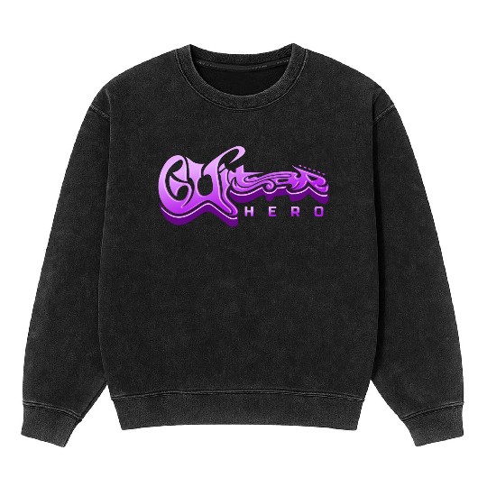 Guitar Hero - Typography Design Mineral Wash Sweatshirts