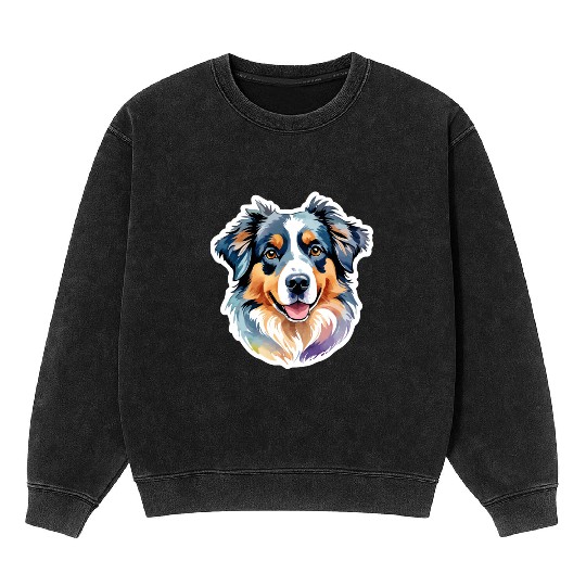 Australian Shepherd Watercolor Mineral Wash Sweatshirts