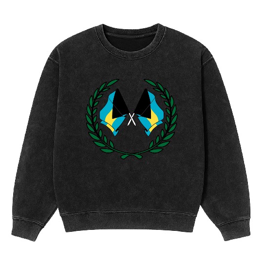 Flags Bahamas in laurel wreath Mineral Wash Sweatshirts