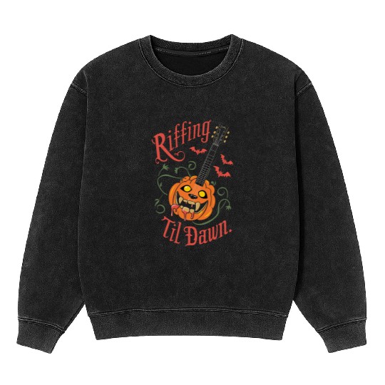 musical pumpkin autumn vibes spooky guitar autumn Mineral Wash Sweatshirts