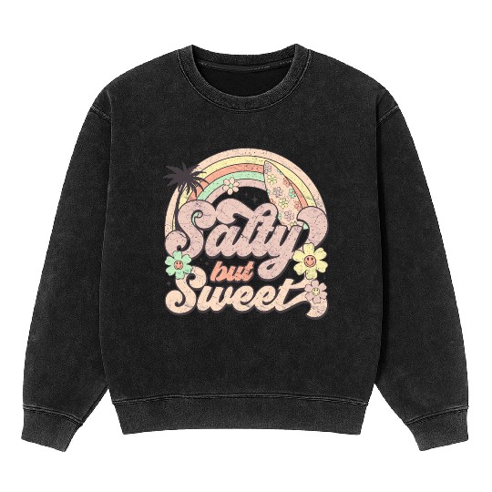 Salty but Sweet - Retro Summer Design Mineral Wash Sweatshirts
