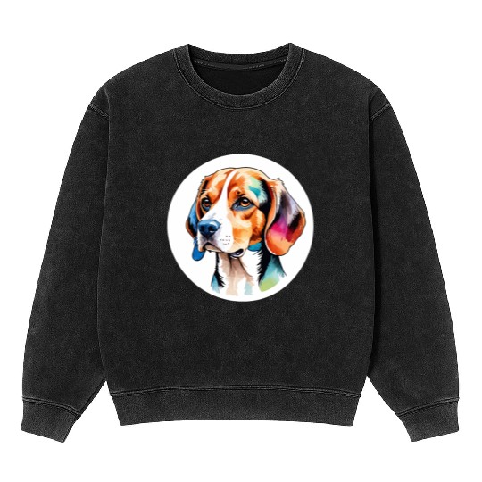 Beagle Watercolor Mineral Wash Sweatshirts