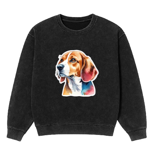 Beagle Watercolor Mineral Wash Sweatshirts