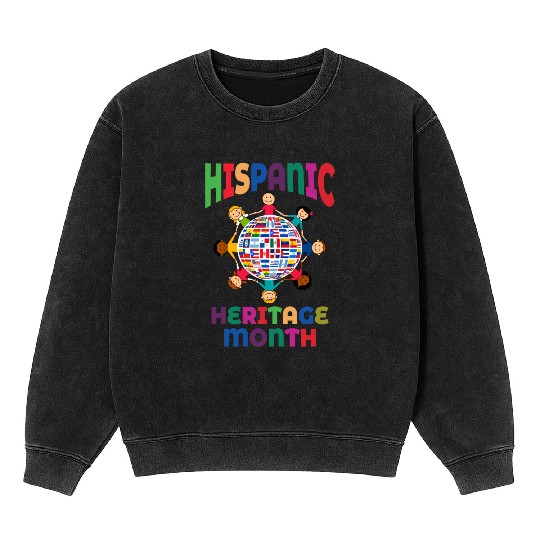 Hispanic Heritage Month Kids Countries Flags World Mineral Wash Sweatshirts
