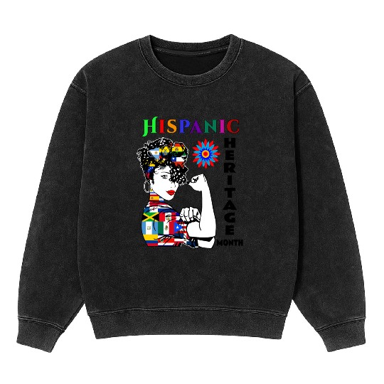 Hispanic Heritage Month Latino Countries Flag Mineral Wash Sweatshirts