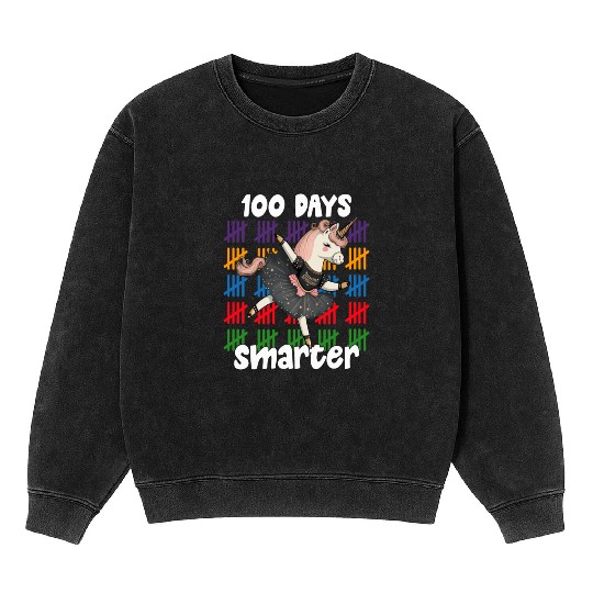 100 Days Of School Ballet Unicorn 100 Days Mineral Wash Sweatshirts