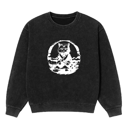 Japanese Cat Mineral Wash Sweatshirts