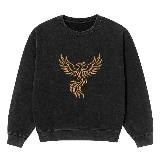 Phoenix Majestic Tribal Art Bird Fire Symbol Mineral Wash Sweatshirts