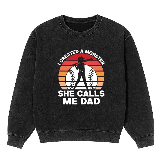Calls Me Softball Dad Funny Daddy Father's Day Mineral Wash Sweatshirts