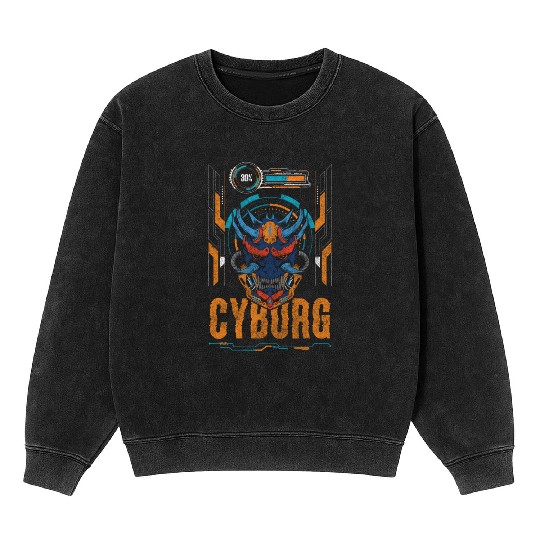 Cyberpunk Fantasy Synthwave Japan Mineral Wash Sweatshirts
