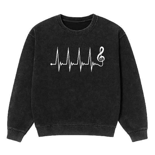 Music Clef Note Violin Treble Sound Pulse ECG Mineral Wash Sweatshirts