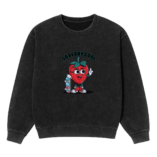Groovy So Berry Cool Fruit Lover Strawberry Mineral Wash Sweatshirts