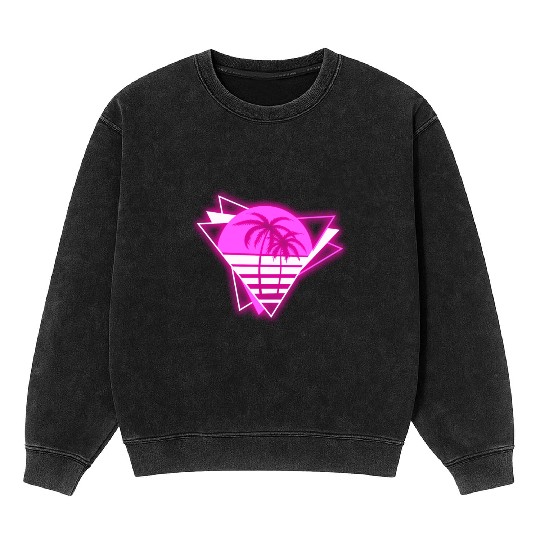 Neon Paradise: Vibrant Palm Design Mineral Wash Sweatshirts