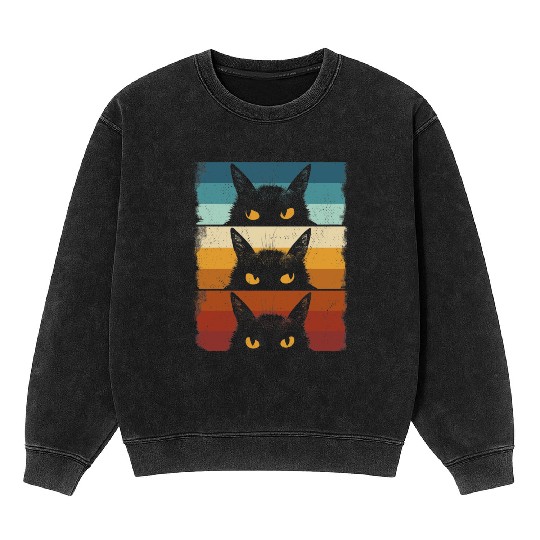 Cat Lover Grumpy Black Kitten Cat Mom Cat Dad Mineral Wash Sweatshirts