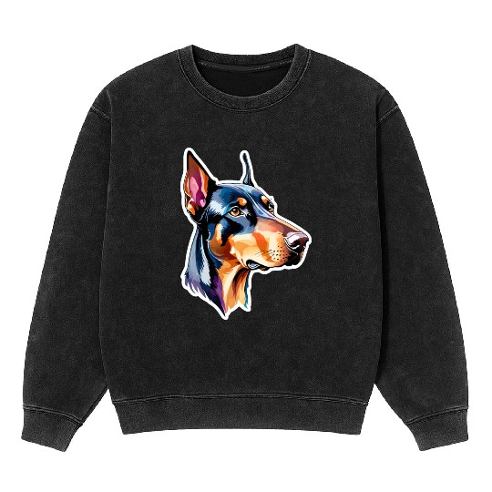 Dobermann Watercolor Mineral Wash Sweatshirts