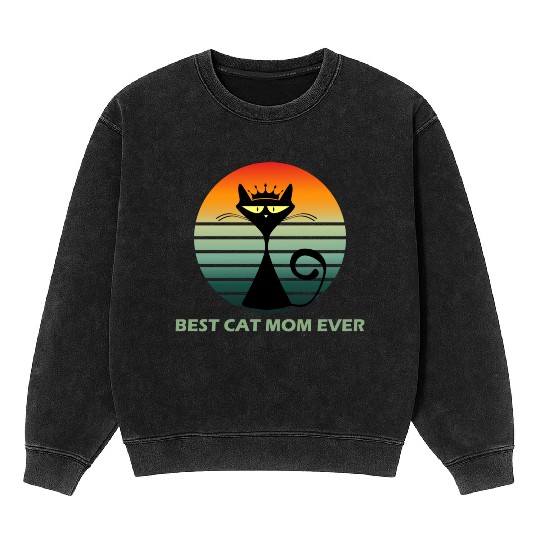 Best cat mom ever Pets cute Funny lovely cat Mineral Wash Sweatshirts