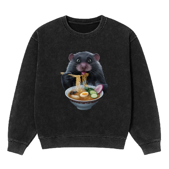 Mole Eating Ramen Realistic Mineral Wash Sweatshirts