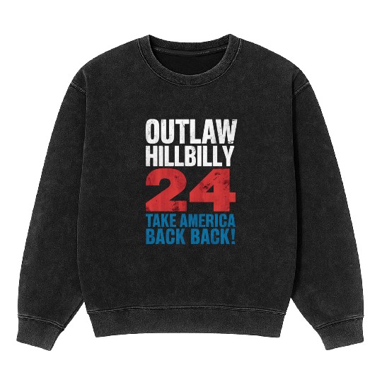 Trump Vance 2024 Outlaw Hillbilly US Flag Vintage Mineral Wash Sweatshirts