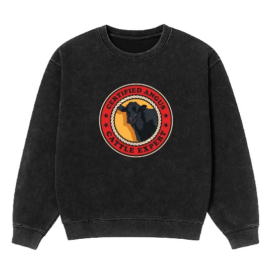 Angus Cattle Expert Black Angus Cow Mineral Wash Sweatshirts