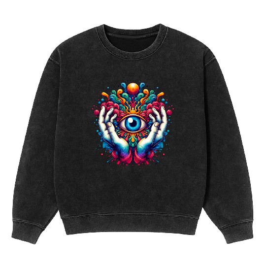 Colorful abstract psychedelic eye design Mineral Wash Sweatshirts