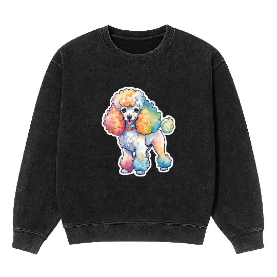 Poodle Watercolor Mineral Wash Sweatshirts