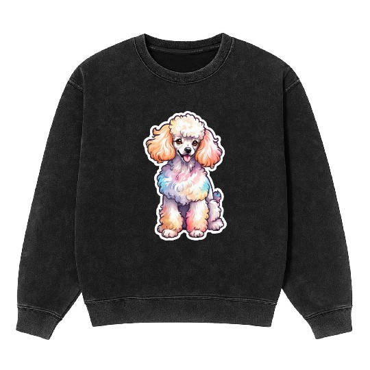 Poodle Watercolor Mineral Wash Sweatshirts