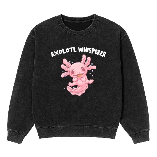 Axolotl Whisperer Salamander Animal Lover Amphibia Mineral Wash Sweatshirts