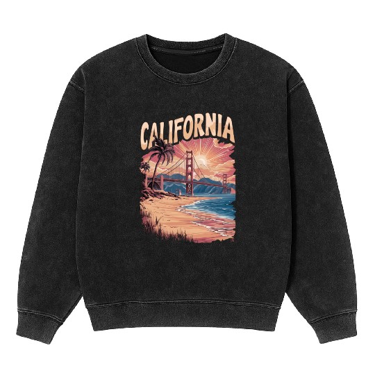 CALIFORNIA GOLDEN GATE BRIDGE BAY AREA Mineral Wash Sweatshirts