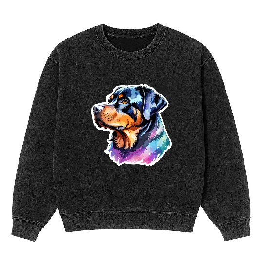 Rottweiler Watercolor Mineral Wash Sweatshirts