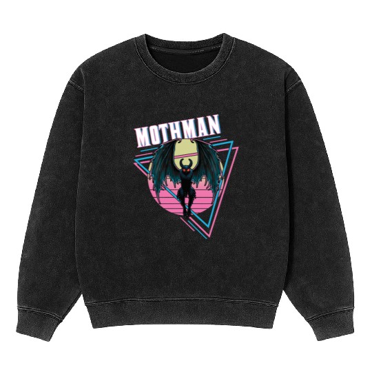 Mothman Retro Vintage Monster Creepy Cryptid Mineral Wash Sweatshirts
