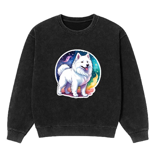 Samoyed Dog Watercolor Mineral Wash Sweatshirts