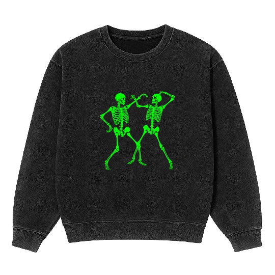 Dancing Skeletons Dance Challenge Halloween Mineral Wash Sweatshirts