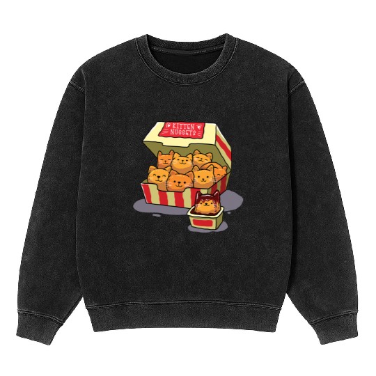 Kitten Nuggets Food Cat Lover Mineral Wash Sweatshirts