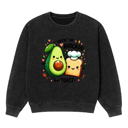 Happy Avocado Toast - Cute and Funny Mineral Wash Sweatshirts